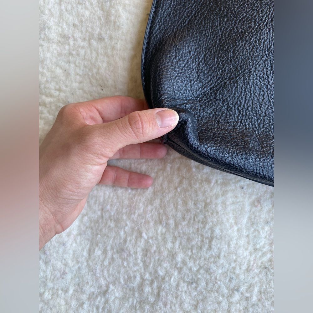 Anthropologie Black Leather Clutch Bag with Suede Tassel - Picture 5 of 8